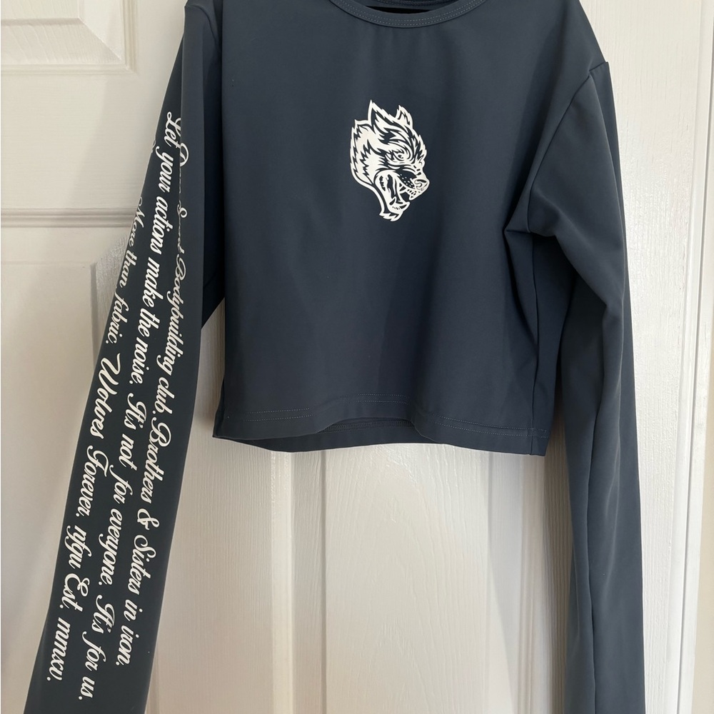 Darc Sport Blue Crop Top with White Wolf Design